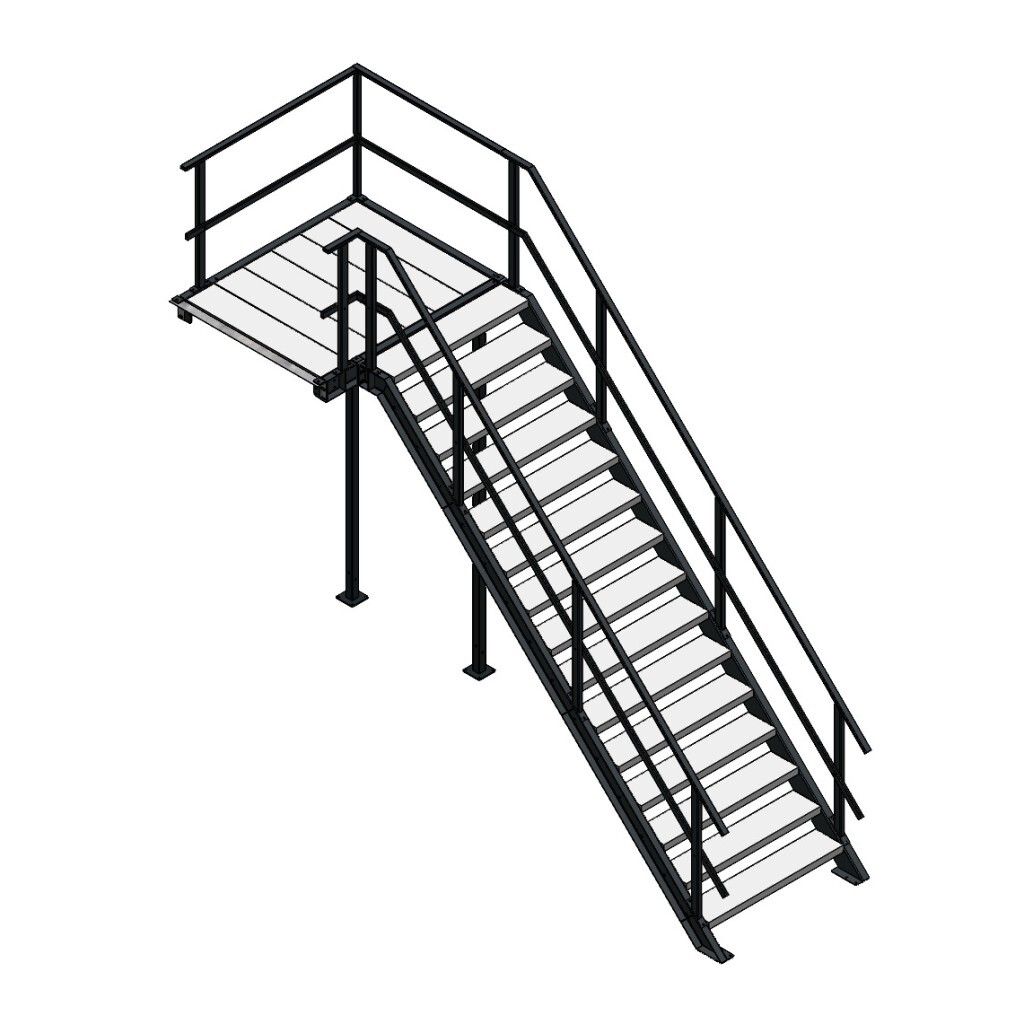 Trap met bordesfunctie. staal